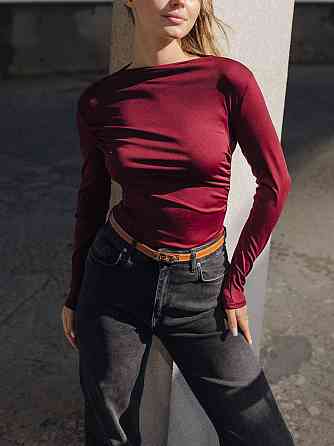 Жіночий базовий боді з драпіруванням мікродайвінг Бордо, 42/44 Одеса