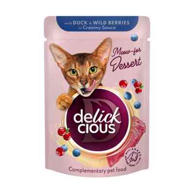 Влажный корм для кошек Delickcious Хлопья с кроликом и тропическими фруктами в сливочном соусе 80 г (4820269141841) Винница