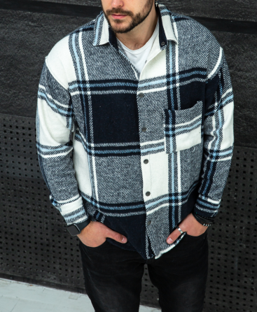 Сорочка чоловіча байка Біло-Темносиній M Харків