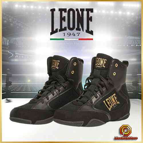 Боксерки Leone Premium 43 размер профессиональные боксерские ботинки средней высоты, черные с золотым принтом Киев