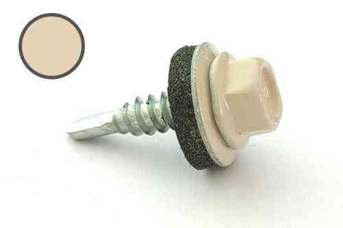 Саморез кровельный 4,8*19 DIN 7504K RAL 1015 по металлу (пач 50шт) (цвет - слоновая кость светлый) APRO Ровно