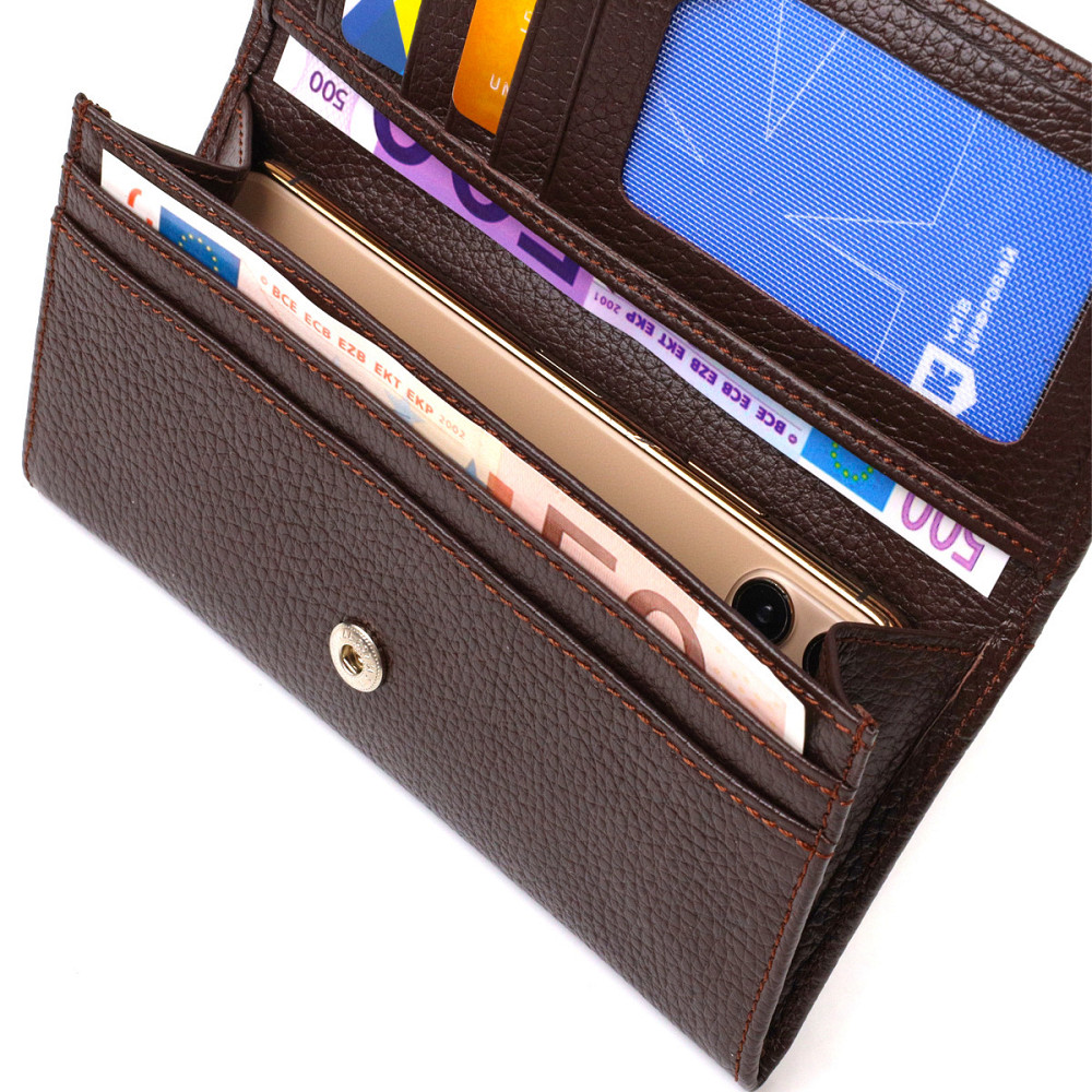 Багатофункціональний гаманець для жінок з натуральної шкіри CANPELLINI 21828 Коричневий Київ - фото 5