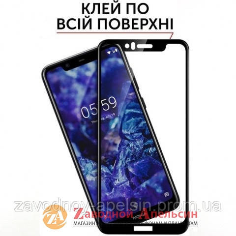 Захисне скло Nokia 5.1 plus X5 Full Glue Glass Одеса - фото 1