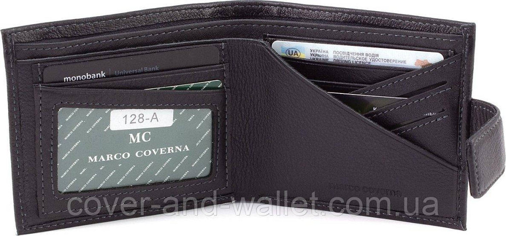 Якісне чоловіче шкіряне портмоне на магніті невеликого розміру Marco Coverna 128А Київ - фото 17