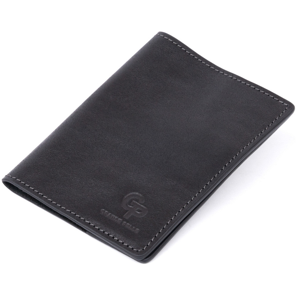 Обложка для паспорта из натуральной кожи GRANDE PELLE 11304 Черная Киев - изображение 1