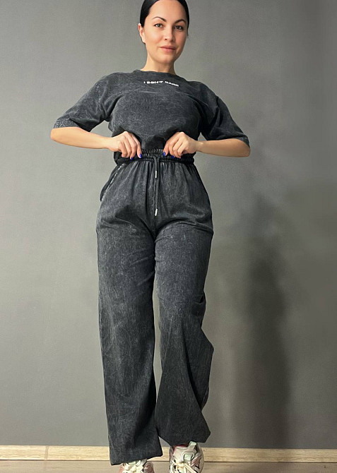 Костюм женский Coast Moda 4351 брюки с футболкой с вышивкой графит, графит, S Киев - изображение 18