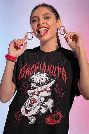 Футболка для хлопчика з аніме принтом Гакхіакута Томе Джапанесе Хоррор оверсайз (зріст від 165 до 180) Чорний AnimeJ0178m Дніпро