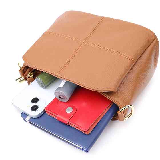 Практичная женская сумка на три отделения из натуральной кожи sale_15123 Vintage Рыжий Киев