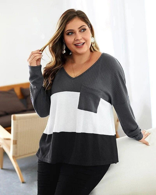 Женская повседневная стильная блузка трикотаж высокого качества Серый, 54/58 Одесса - изображение 1