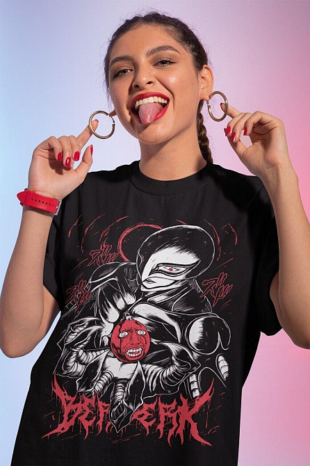 Футболка чоловіча з аніме принтом Берсерк Гутс Гріффітх Сакріфіке оверсайз (S/M/L) Чорний AnimeJ0335 Дніпро - фото 7