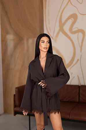 Женское стильное обаятельное платье-пиджак  креп костюмка Шоколад Одесса