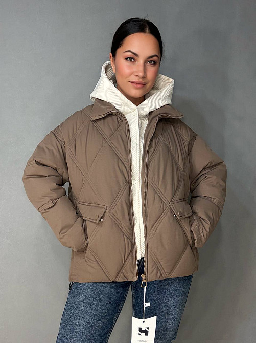 Куртка жіноча Haiziyuan 552 демісезонна оверсайз з капюшоном коричнева, коричневий, L Київ - фото 16