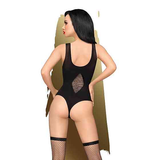 Боді Penthouse Hotter Than Hell XL Black, непрозоре, вирізи, декольте, імітація шнурівки, панчохи Sex Aura Київ