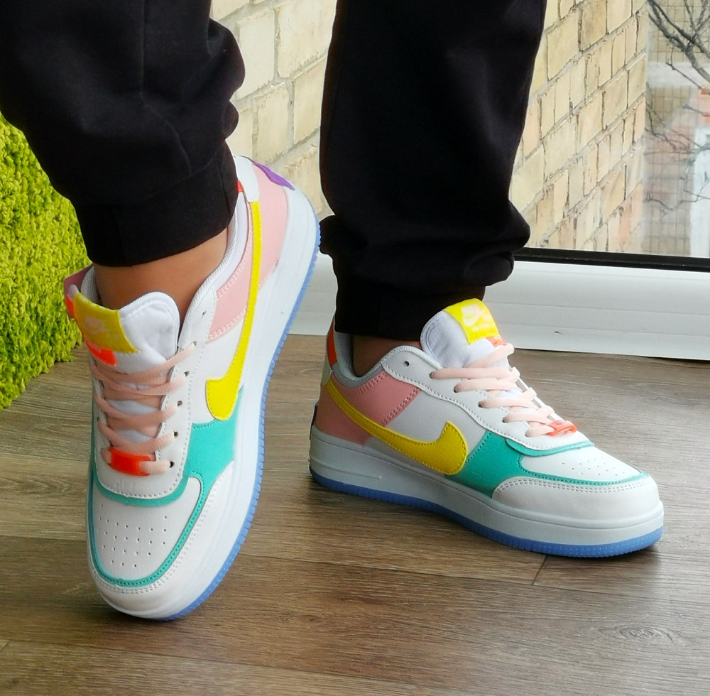 Кроссовки Nike Force Белые Женские Кожаные Форсы Разноцветные Найк (размеры: 37,38,39,40) Видео Обзор - 13 Днепр - изображение 3