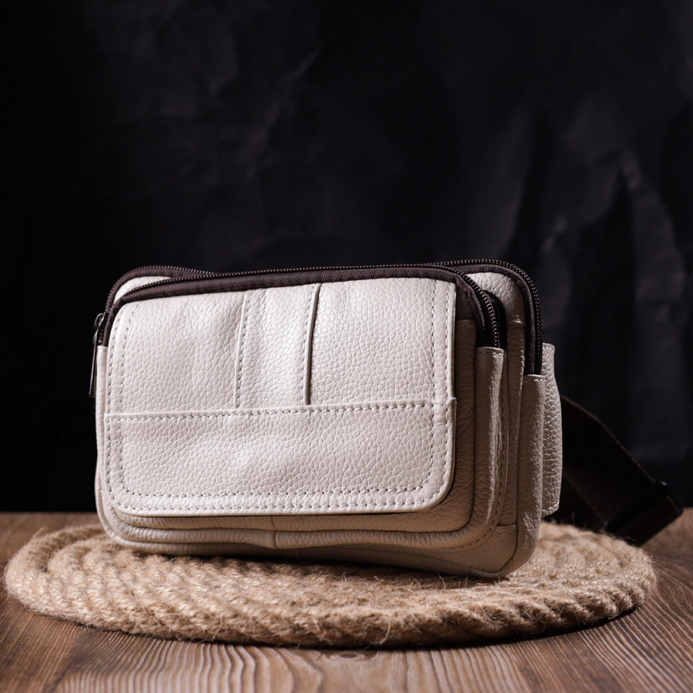 Сумка на пояс из натуральной кожи Vintage 21305 Белая Киев - изображение 10