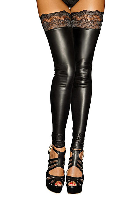 Панчохи з мокрим ефектом Noir Handmade F135 Powerwetlook stockings, XL, без мисків Sex Aura Київ - фото 1