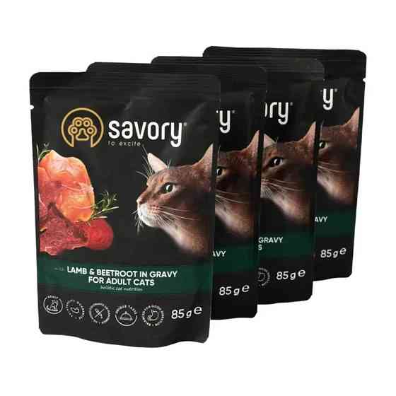 Набір паучів Savory Adult Cats with Lamb and Beetrot in Gravy 3+1 Київ