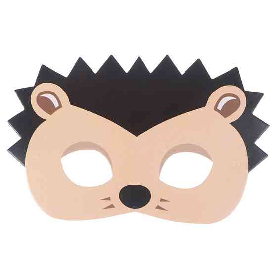 Детская маска Ежик из картона 16 на 10 см черно-коричневый Киев