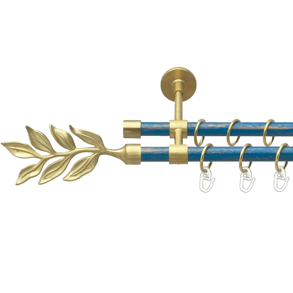 Карниз Orvit Лавр металевий дворядний закритий гладка труба кільце металеве Золото Матове - Блакить 16\16 мм Львов - изображение 1