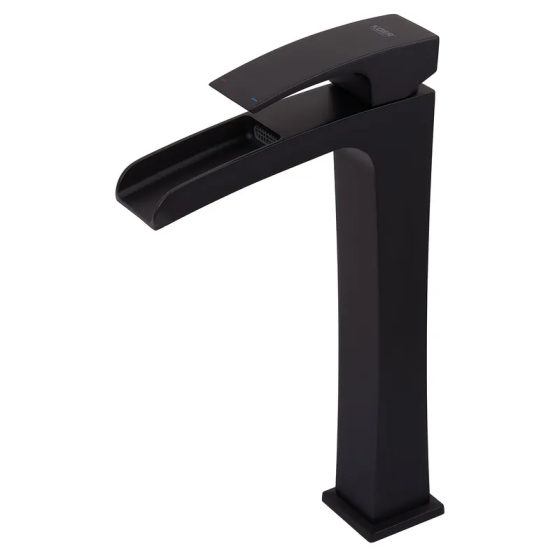 Высокий смеситель для умывальника Koer KB-15007-05 с водопадом, черный (KR3449) Харьков