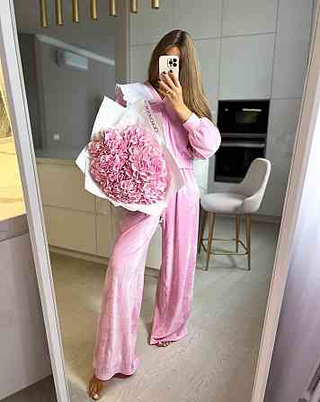 Жіночий плюшевий костюм двійка: кофта з коміром і штани велюр Одеса