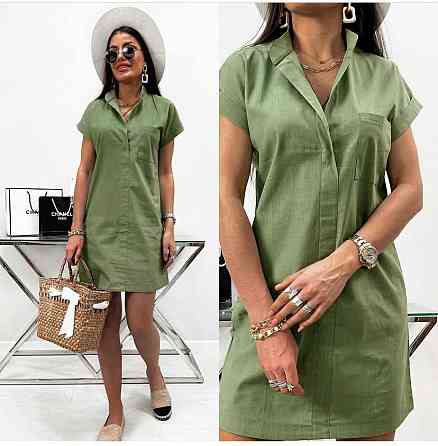 Женское льняное платье летнее Avrora 42-44, Оливковый Киев