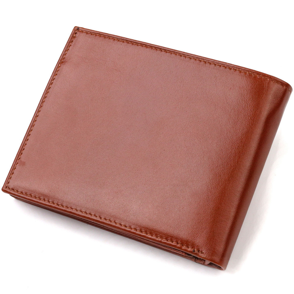 Надежный горизонтальный мужской бумажник среднего размера из натуральной гладкой кожи CANPELLINI 21862 Киев - изображение 2