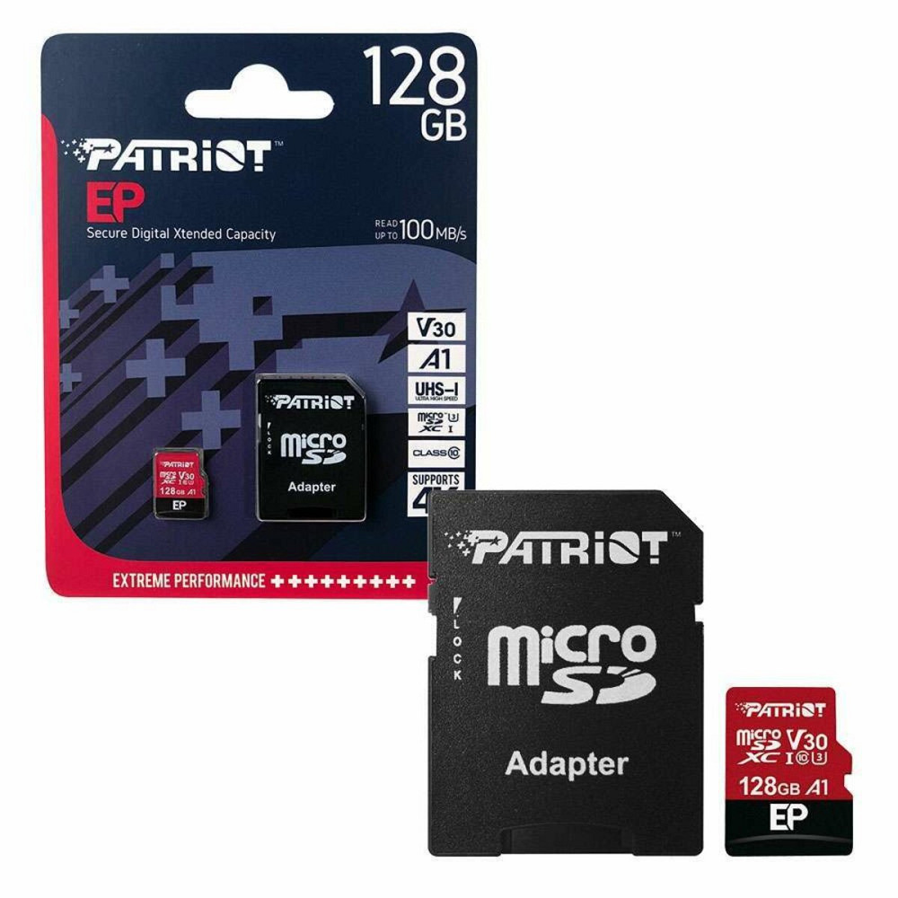 microSDXC (UHS-1 U3) Patriot EP Series 128Gb class 10 V30 (R-100MB/s, W-80MB/s) (adapter SD) Київ - фото 2