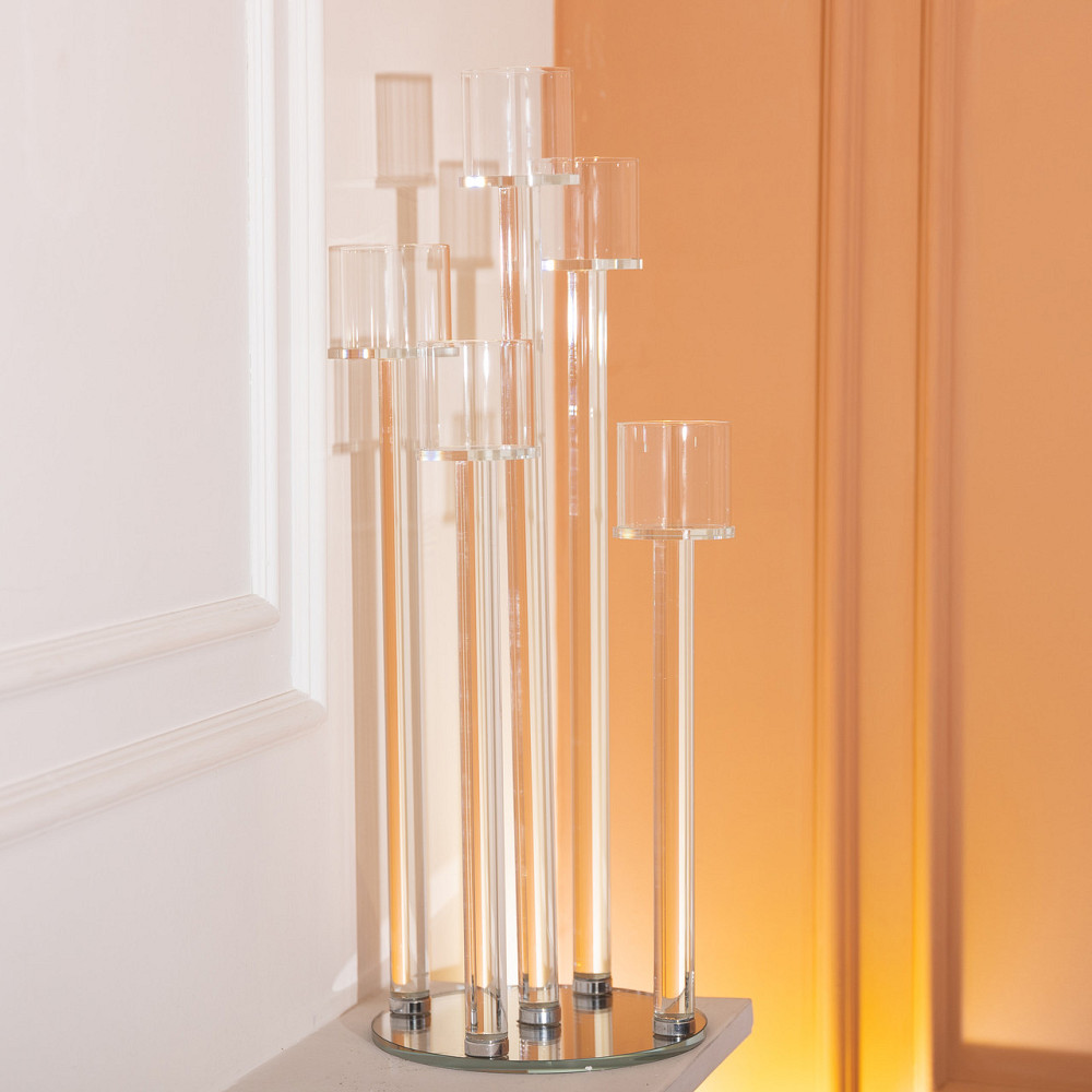 Декоративний підсвічник на 5 свічок, прозорий, 20×56.5 см Київ - фото 2