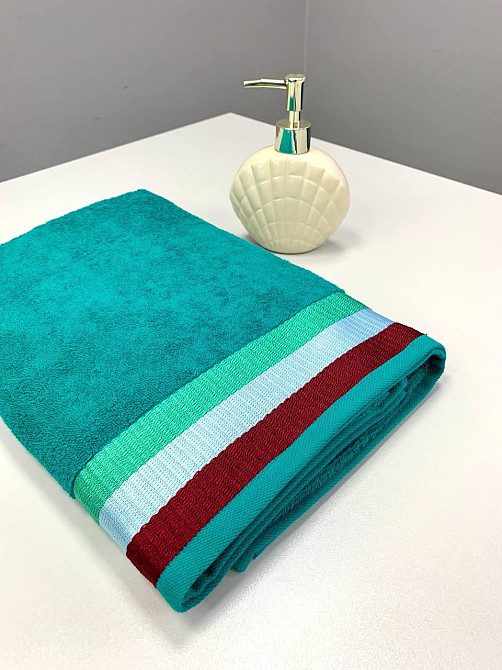 Махровий рушник Ideal Textile 70х140см з яскравими смужками (56860802) Зелений Чернівці - фото 3