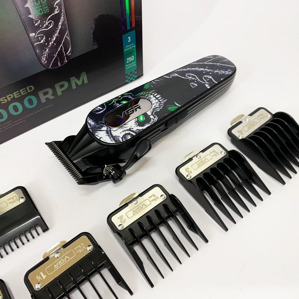 Набір для видалення волосся із зарядним пристроєм VGR, Машинка для стрижки волосся електрична BZ-38 Львів - фото 6