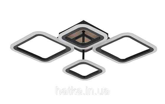 Люстра потолочная светодиодная VALESO 3307/2+2 черный + дерево 72W диммируемая Киев