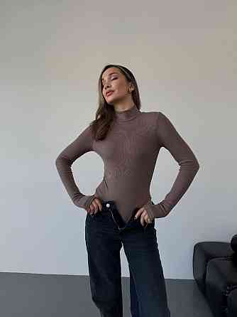 Женский стильный боди высококачественный турецкий рубчик-мустанг на флисе Мокко, 42/44 Одесса