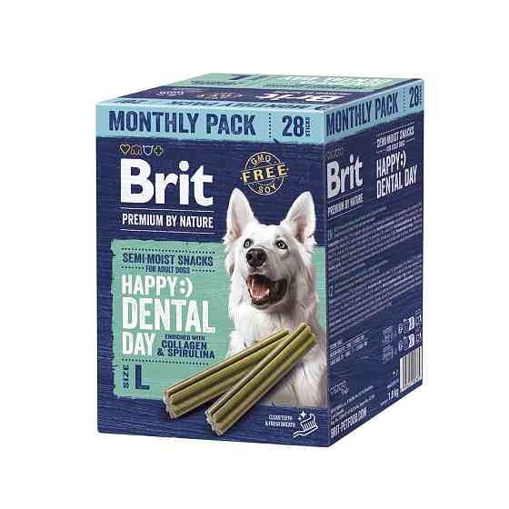 Лакомство Brit Premium by Nature Dental L для собак больших пород с коллагеном и спирулиной 28 шт Киев
