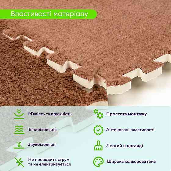 Пол-пазл плюшевый 30х30х1см Коричневый (D) SW-00002082 Днепр