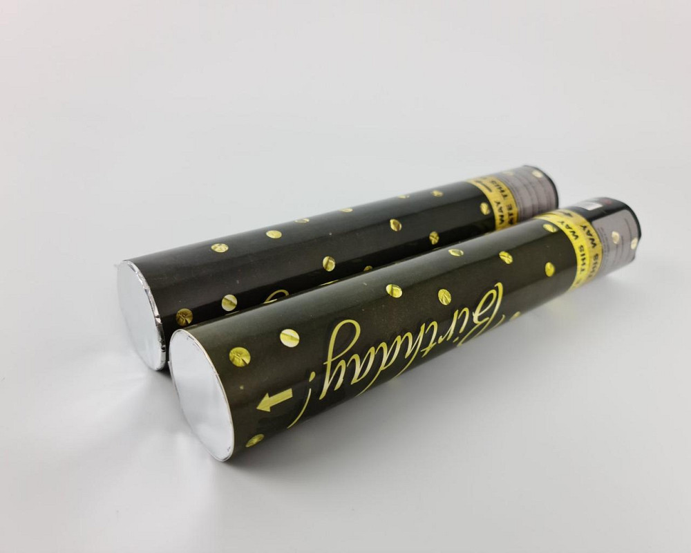 Хлопушка пневматическая Золотое на черном, длина 30 см 4830-14 (1 пачка) Харьков - изображение 2