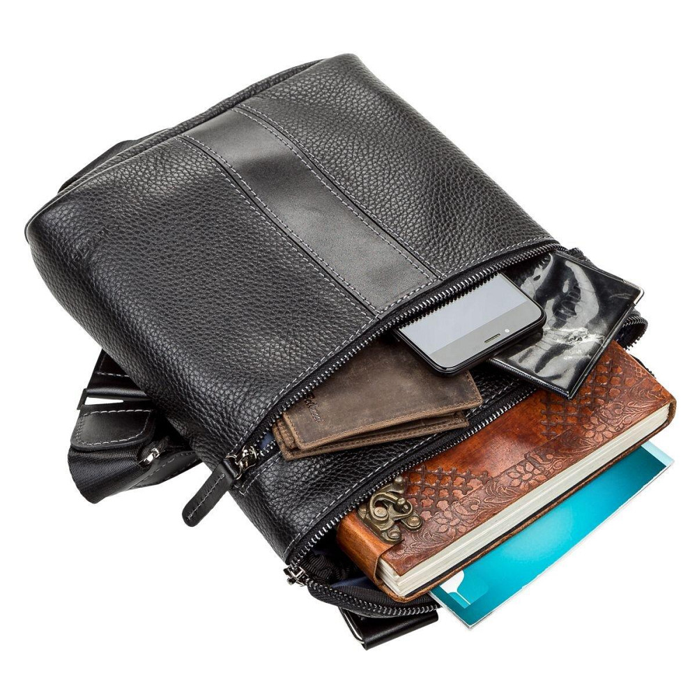 Сумка мужская SHVIGEL 11102 кожаная Черная Киев - изображение 3