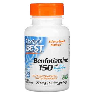 Вітамін Doctor&apos;s Best Бенфотіамін, Benfotiamine 150, 150 мг, 120 капсул (DRB-00129) Вінниця