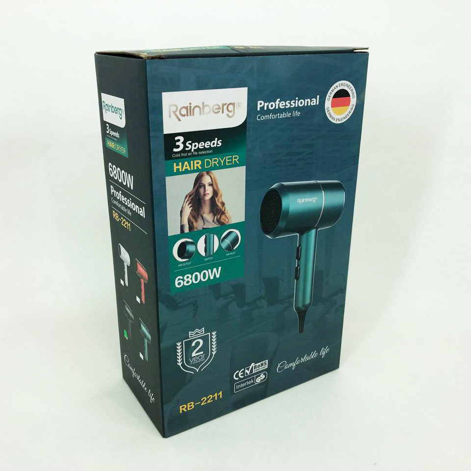 Фен для укладки волос салонный Rainberg RB-2211, Фен для укладки прически Фены сушки волос QS-54 Львов - изображение 7