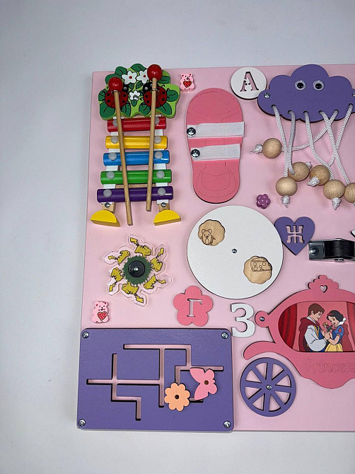 Бизиборд Развивающая доска для девочки 40х50 Развивающая доска девочке от 6 месяцев для развития мелкой моторики Тернополь - изображение 2