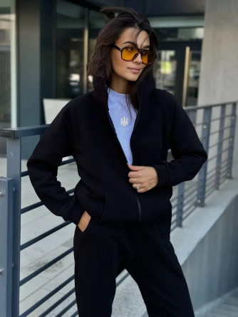 Зип худи женское оверсайз Черный 50/52 Харьков