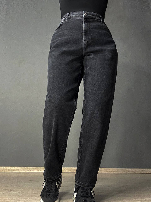 Джинси жіночі Sherocco 3302-1 мом relax великі розміри супер батал чорні, чорний, 44, 44, 116 см, 140 см Київ - фото 1