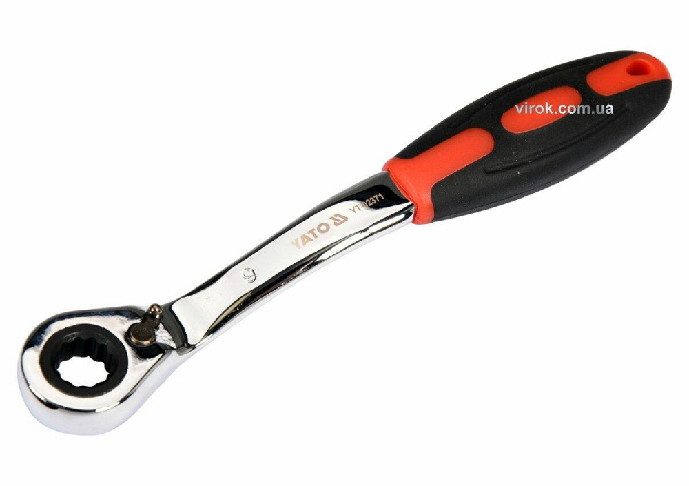 Ключ накидний, вигнутий з тріщаткою YATO: М9, HRC 42-48, Cr-V, з прогумов. ергономічною ручкою(DW) Одесса - изображение 1