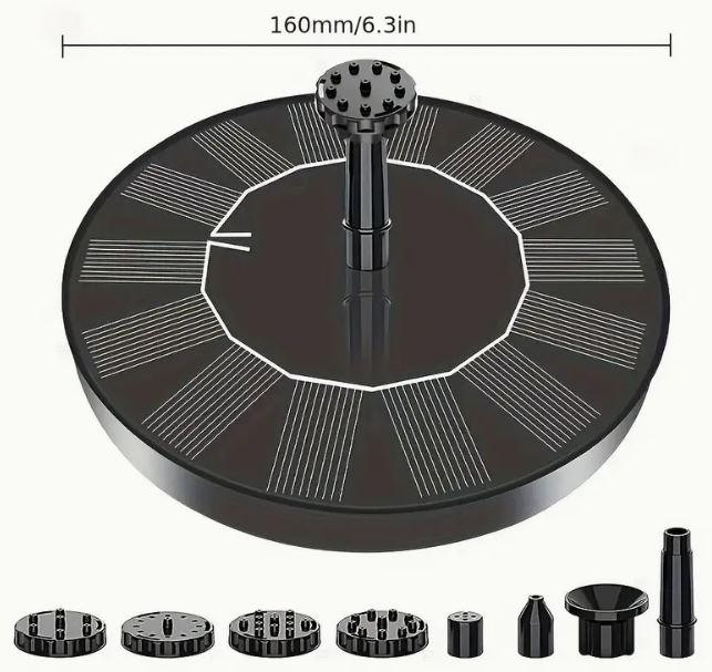 Садовий фонтан на сонячній батареї, 6 насадок 1,5вт 160мм Київ - фото 2