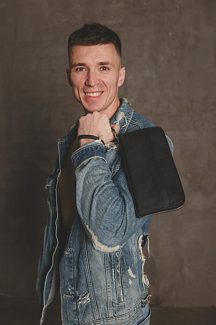 Кожаный клатч-кошелек из натуральной зернистой кожи SKILL Flash (Черный) Сумы - изображение 7