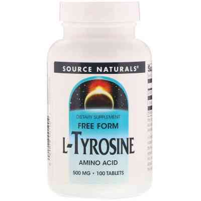 Аминокислота Source Naturals L-Тирозин 500 мг, L-Tyrosine, 100 таблеток (SNS-00190) Вінниця