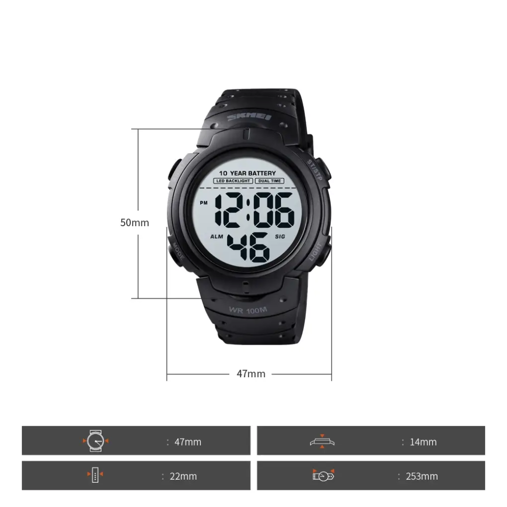 Мужские наручные спортивные часы Skmei 1560 (Черный) Винница - изображение 10