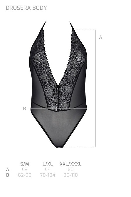 Боді Passion DROSERA BODY black, S/M, високі вирізи, верх на зав’язках Sex Aura Київ - фото 5