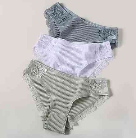 Жіночі труси хлопок набір 3 штуки 42 білий хакі Київ