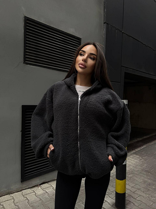 Жіночий повсякденне тепле хутряне хутро тенди Графіт Одеса - фото 8